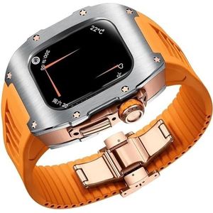 VELORE Titanium horlogekast en fluor rubberen horlogeband mod kit, voor Apple Watch SE 6 7 8 40 mm 41 mm vervangende cover band Iwatch doe-het-zelf sport rubberen horlogeband, 41MM, agaat