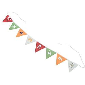 ZAWELIYO 8,2ft Oxford Stoffen Driehoekige Vlag, Eenvoudige Campingstijl, Verstelbaar Touw en 8 Vlaggen, voor Buitentuindecoratie, Geschikt voor Buiten en Thuis (Kleurrijk)