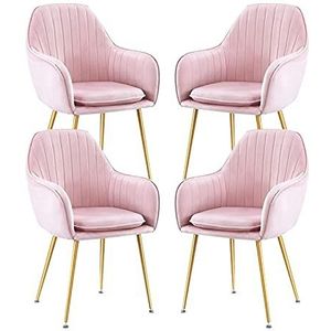 GEIRONV Keukenvoorzitter Set van 4, 52 × 46 × 85 cm voor woonkamer appartement make-up stoel verstelbare antislip stoel voeten fauteuil Eetstoelen (Color : Pink)