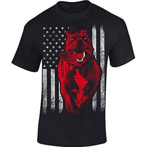T-shirt: American Pitbull - USA honden shirt voor mannen vrouwen mannen vrouwen - Pit-Bull Dog Hond Herrchen Vrouwchen Gassi Amerika vechthond Boxer vechtsport tricot geschenkidee, zwart, XL