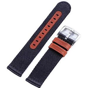 Chlikeyi Horlogebandje nylon 18 mm 20 mm zacht nylon horlogeband + leren horlogeband sport heren riem accessoires heren zwart 18 mm, Zwart, 18 mm, Strepen