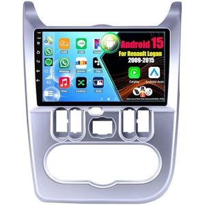 Android 15 Autoradio Voor Renault Logan 2009-2015 met Draadloze Carplay Android Auto, 9 Inch Autoscherm Soporta Bluetooth WIFI GPS FM/RDS(8Core(4+64GB))