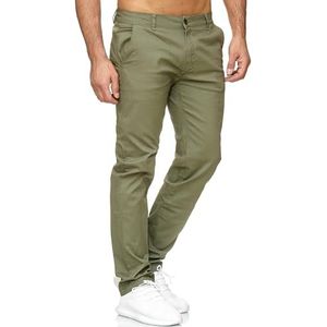 Heren Chino Stretch Broek Basic Denim Jeans Ontwerp Broek Regular Fit Effen Fredy & Roy, Colour:Olivegreen, Pant Size:29W