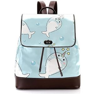 Gepersonaliseerde casual dagrugzak tas voor tiener eenhoorn walvissen blauwe schooltassen boekentassen, Meerkleurig, 27x12.3x32cm, Rugzak Rugzakken