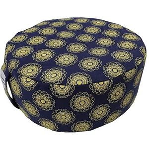 Tvamm-Lifestyle Rond 7 Chakra meditatiekussen (Zafu) boekweitdoppen, Ø 36 cm x 15 cm, overtrek en tijk 100% katoen, overtrek en tijk machinewasbaar tot 30 °C. (Blue Mandala)