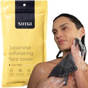 Sima Brand Exfoliërende washandje gezicht en lichaam scrub handdoek - Japanse exfoliërende handdoek met zeshoekige vezels, exfoliërende bodyscrubber met 2 zijden voor schrobben en wassen