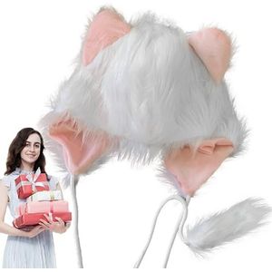 Pluizig kat oor hoed - Creatieve pluche pompomhoeden met schattige kattenoren - Accessoires voor meisjeskostuums voor dagelijks gebruik, feest, dansen, Halloween, Kerstmis