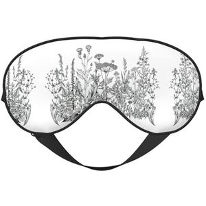 Zwart-witte bloemenprint slaapmasker, nachtblinddoek, zachte oogschaduwhoes voor vrouwen mannen, voor reizen dutje meditatie