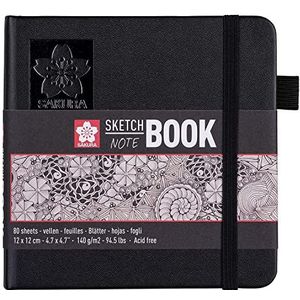 Sakura 94141003 schetsboek, 80 vellen, papier, zwarte pagina's, 13 x 21 cm, stuk