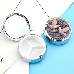 Pillendoosje ronde pillendoos met 3 compartimenten (designnaam) pillenorganizer, waterdichte medicijnorganisatordoos voor reizen, metalen pillencontainers voor medicatieplanner