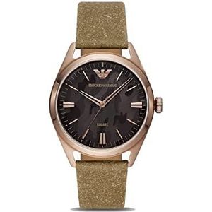 ARMANI - CLAUDIO Solar horloge met bruine kleur, lederen band voor heren, AR11396
