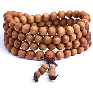 De rozenkrans, de armband van het paard 108 Armband Mala Gebedskralen Natuurlijk sandelhout Tibetaans Boeddhistische Boeddha Meditatie Kraal Ketting Paar sieraden (Size: 10mm) (Color : Onecolor, Siz