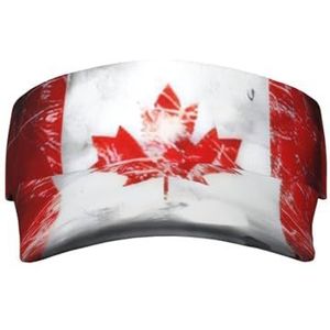 BGHEWRT Retro Canada vlag niet-zwoele lege top vizier, elastische verstelbare cap omtrek, binnenste zweetband, zomer beschermende pet, tennis cap, heren en vrouwen zwart, Zwart, one size