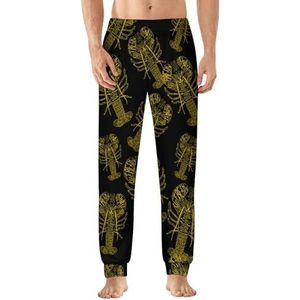 Golden Lobster pyjamabroek voor heren, zachte loungebroek, lichtgewicht slaapbroek