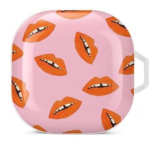 Oranje sexy lippen oordopjes hoesje compatibel met Samsung hard shell beschermhoes witte stijl