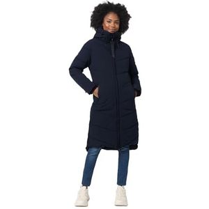 MARIKOO B949 Winterjas voor dames, gewatteerde winterjas, warme lange mantel, Donkerblauw, XL