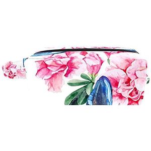 Roze Glitter Galaxy Cosmetische Pouch Bag met handvat, Vierkante Toilettas Reistas, Kleine Rits Potlood Case voor Dames Heren Meisjes Kids, Accessoires Organizer
