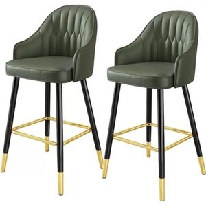 Barkrukken Barstoelen Set Van 2 Barkrukken PU Lederen Barkrukken Gestoffeerde Keukenkrukken Met Voetenbank Barkrukken Stoelen Voor Thuis Barkruk Stoel Bar Stoelen (Color : Grün, Size : Sitting Heigh