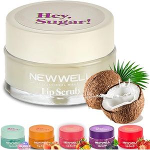 NEW WELL Lip Scrub lippen peeling - intensieve vochtigheid, veganistisch, 100% natuurlijk, dierproefvrij (kokosnoot)