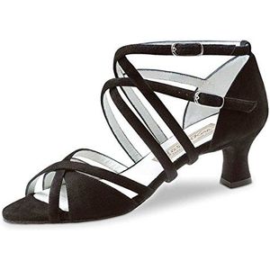 Werner Kern Dansschoenen voor dames Niki 5,5 - suède zwart - normale breedte - 5,5 cm flare hak - Made in Italy, zwart, 36 EU