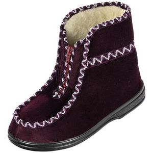 APREGGIO Pantoffels voor dames, warm, comfortabel met ritssluiting, wolvilt en wolvulling, voor binnen en buiten, winterpantoffels, rood, 39 EU