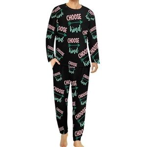 Kies Kind Comfortabele Heren Pyjama Set Ronde Hals Lange Mouw Loungewear met Zakken 6XL