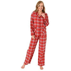 Normann Dames flanellen pyjama lange mouwen geruit design - 271 201 95 001, maat: 48/50; kleur: rood, rood, 48