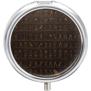 Oude Egyptische Hiërogliefen Pillendoos Waterdichte Draagbare Geneeskunde Pil Case Vochtbestendige Metalen Reizen Pillendoos Met 3 Compartimenten Geneeskunde Case