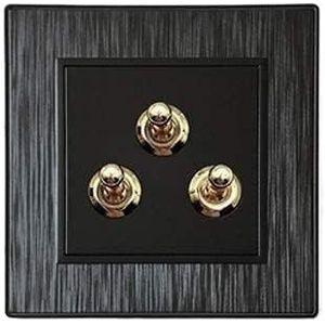 Wandschakelaar, bedieningsschakelaar 220V PC-paneel 1-gang-4-gang 2-weg enkele dubbele bedieningslamp Wandschakelaar for woonkamer Messing hendel