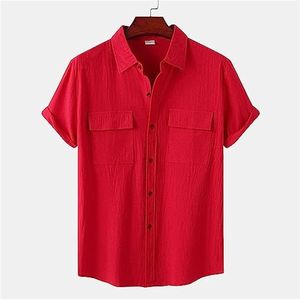 SDFGH Effen herenoverhemd met korte mouwen Casual revers herenkledingoverhemd (Color : D, Size : XX-Large)