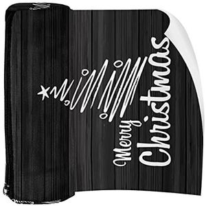 Potlood Case Pen Tas Houder met Rits Coin Organizer Tassen Make-up Cosmetische Pouch voor Vrouwen Tiener Meisjes Jongens Kinderen, Vrolijk Kersthout met Creatieve Lettering