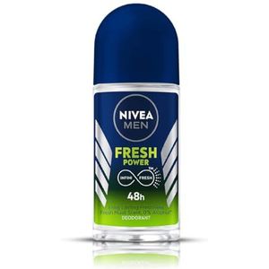 NIVEA Mannen Fresh Power Onderarm Roll-On Deodorant|72 H Langdurige Versheid|Bestrijdt bacteriën en lichaamsgeur|Verse Muskus Geur| 0% Alcohol|Dermatologisch goedgekeurd & parabenen vrije formule|50Ml