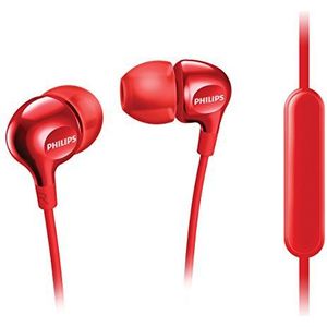 Philips SHE3705RD In-ear hoofdtelefoon met microfoon (rijke bas, versterkte kabel, perfecte pasvorm) rood