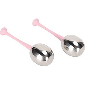 Gezichtsijsbolletjes, Rond Uiterlijk Zilver Massage-effect 2 Stks RVS Ijsbolletjes Ergonomisch Ontwerp voor Schoonheidssalon voor Gezichtsverzorging (Roze handvat)