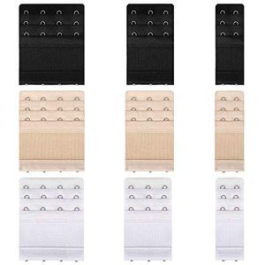 ISIYINER BH-extender 9 stuks beha-verlenging voor dames, zachte beha, verlenging 2 haken/3 haken/4 haken, 3 kleuren, 2 haken, 3 haken, 4 haken, 2 ganci / 3 ganci / 4 ganci