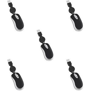 Tityvirnix 5 set Computer Ultra-lichtgewicht Muis Mini Bedrade Kleine Hand Optische Telescopische Intrekbare Ergonomische Ontwerp Gaming Muizen voor Zwart