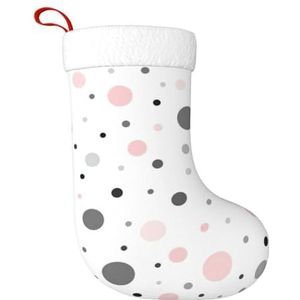 Kfjghhl Roze Grijs Wit Moderne Polka Dot Patroon Grote Xmas Kous Sneeuwpop Gedrukt Patroon Sokken Kerst Opknoping Zakken Home Decoraties