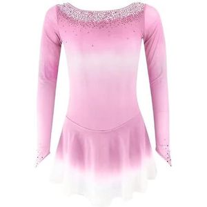 B,15/16,PONNYC Kunstschaatsjurk Voor Meisjes Rokken Voor Schaats Wedstrijden Met Kleurverloop Winter Sport Kleding Met Glanzende Strass Handgemaakte Turnpakjes Voor Artistieke Gymnastiek