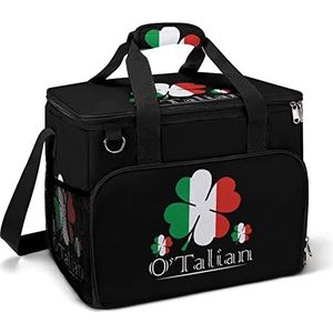 O'Talian Ierse klavertje met 4 bladeren, Italiaanse vlag, koeltas, geïsoleerde lunchtas, picknicktas, koeltas, box voor kamperen, reizen, vissen, reizen