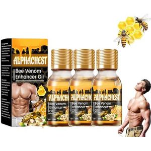 Biancat AlphaChest Bijengiftversterkerolie, bijengift versterkerolie, MenTherm Bijengift Gynaecomastie verwarmingsolie, versterking van de borstspieren, bijengifolie (3 stuks)