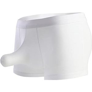 Boxershorts voor heren, onderbroek, olifant, neus, boxershort met penishoes, wit, XL