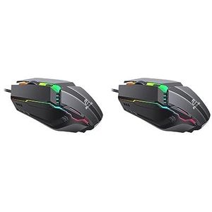 2 set van LED Backlit RGB Wired Gaming Mouse 1600 DPI Gamer Muizen met Zijknoppen
