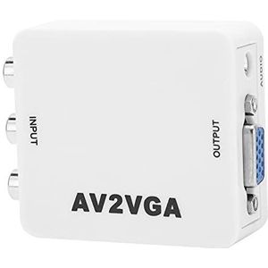 Mini VGA-naar-video-omzetter, Draagbare 1920x1080 HD AV2 VGA-video-omzetter met USB-kabel, Tv-settopbox Audio-video-omzetter, Samengestelde AV-naar-VGA-adapter