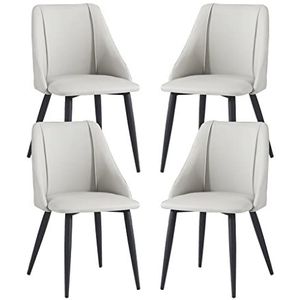 GEIRONV Dineren Stoelen Set van 4, 42 × 50 × 84 cm Matte lederen gestoffeerde accent keuken stoelen slaapkamer woonkamer zijstoelen Eetstoelen (Color : White)