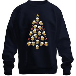 Bier kerstboom grappig - Kerstmis Kerstmis unisex kersttrui, Donkerblauw, L