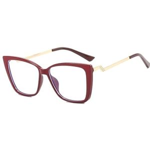 Halloween cadeau, Brilmonturen met glazen titanium vierkant cat eye multicolor unisex(Brown)