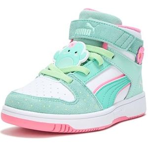 PUMA Rebound Layup Mid Squishmallows Hook And Loop Shoes, gymschoenen, Mint White-Mint Melt, 32 EU