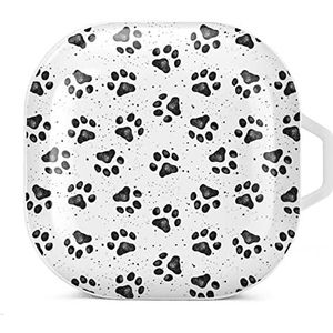 Hondenpoot prints oordopjes hoesje compatibel met Samsung hard shell beschermhoes wit stijl