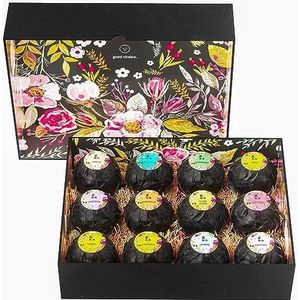 Grace & stella Geparfumeerde badbommen - natuurlijk, biologisch en veganistisch - Badbom met etherische oliën - Geschenkdoos met 12 gigantische badbommen