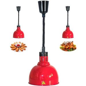 Voedselwarmtelamp Telescopische lamp Voedselwarmerlamp Hangende barbecue Verwarming Kroonluchter 250W lamp Geschikt for keuken, restaurant (Color : Red)